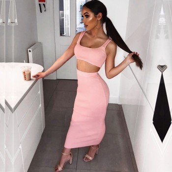 Two Piece Set 2 Piece Set Women Winter Ribbed Crop Top And Skirt